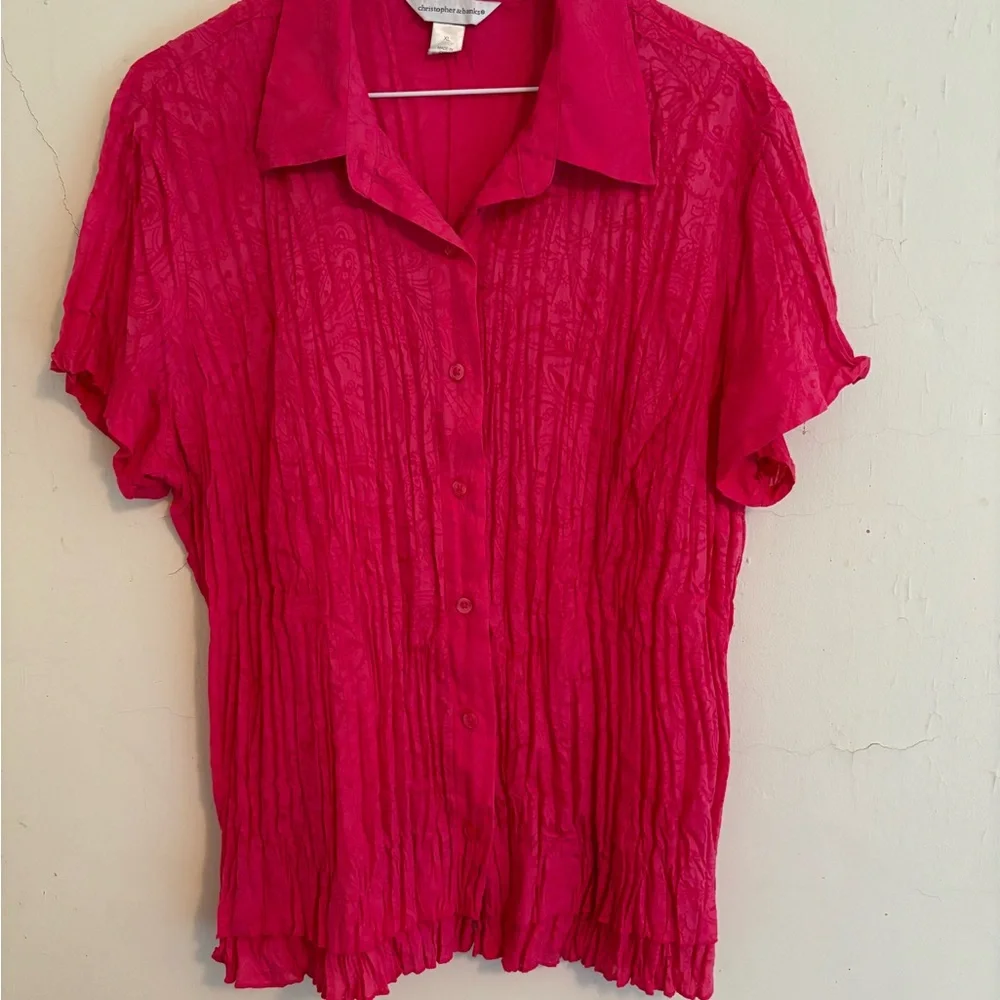 Christopher & Banks Women's Pink Button-Up Top Size XL